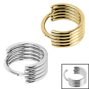 Titanium Stacked 5 Band  Hinged Clicker Ring