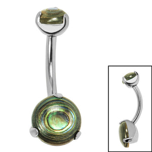 Belly Bar - Titanium Internal Thread Claw Set Double Abalone Shell