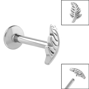 Titanium Internally Threaded Labrets 1.2mm - Steel Feather