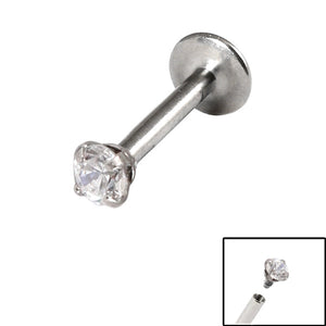 Titanium Internally Threaded Labrets 1.2mm - Steel Claw Set Round Jewel