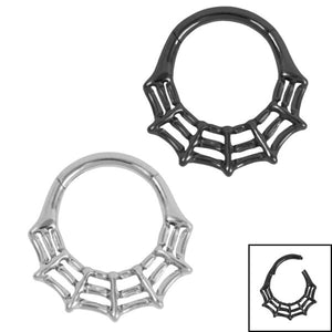 Titanium Spider Web Hinged Clicker Ring