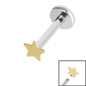 Titanium Internally Threaded Labrets 1.2mm - Steel Star