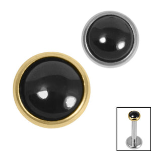 Titanium Bezel Set Black Onyx Stone Top for Internal Thread shafts in 1.2mm