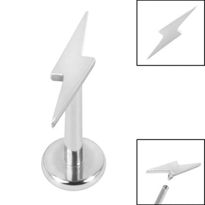 Titanium Internally Threaded Labrets 1.2mm - Steel Lightning Bolt