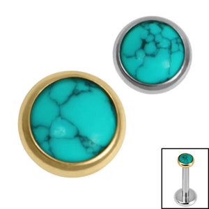 Titanium Bezel Set Turquoise Stone Top for Internal Thread shafts in 1.2mm