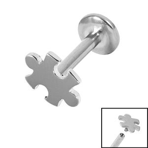 Titanium Internally Threaded Labrets 1.2mm - Steel Jigsaw Piece