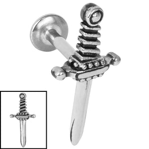 Titanium Internally Threaded Labrets 1.2mm - Steel Dagger