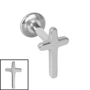 Titanium Internally Threaded Labrets 1.2mm - Steel Cross
