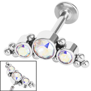 Titanium Internally Threaded Labrets 1.2mm - Infinity Titanium Bezel Set Jewelled Tribal Asia Crescent