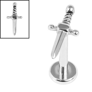Titanium Internally Threaded Labrets 1.2mm - Steel Mini Dagger