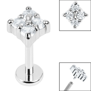 Titanium Internally Threaded Labrets 1.2mm - Steel Claw Set Jewelled Diamond Shape