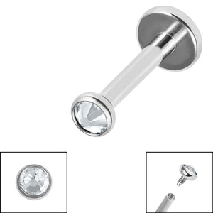 Titanium Internally Threaded Labrets 1.2mm - Titanium Jewelled Disk