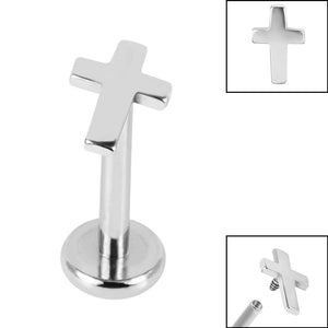 Titanium Internally Threaded Labrets 1.2mm - Steel Mini Cross
