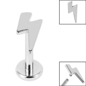 Titanium Internally Threaded Labrets 1.2mm - Titanium Lightning Bolt