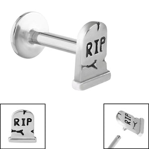 Titanium Internally Threaded Labrets 1.2mm - Steel RIP Headstone