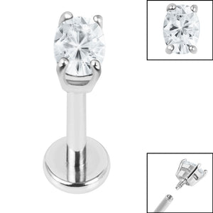 Titanium Internally Threaded Labrets 1.2mm - Steel Claw Set Jewelled Oval