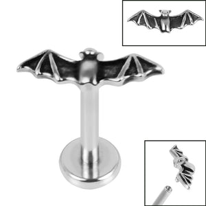 Titanium Internally Threaded Labrets 1.2mm - Steel Vampire Bat