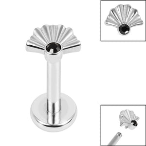 Titanium Internally Threaded Labrets 1.2mm -Steel Jewelled Deco Fan