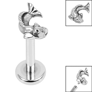 Titanium Internally Threaded Labrets 1.2mm - Steel Koi Fish