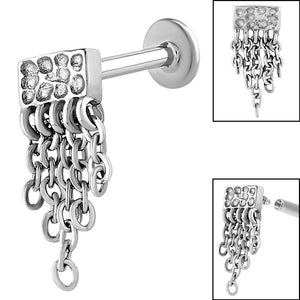 Titanium Internally Threaded Labrets 1.2mm - Steel Hammered Waterfall Chain