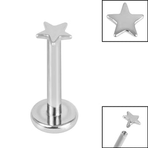 Titanium Internally Threaded Labrets 1.2mm - Titanium Star