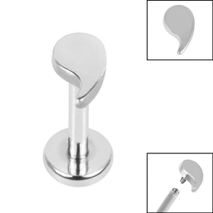 Titanium Internally Threaded Labrets 1.2mm - Titanium Comma