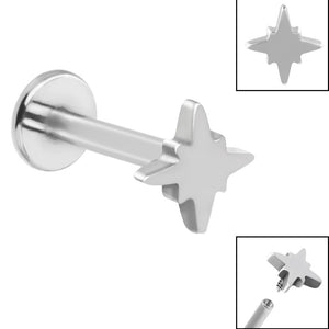 Titanium Internally Threaded Labrets 1.2mm - Steel Astral Star