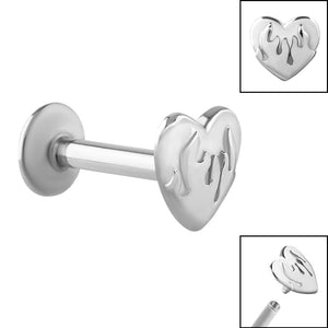 Titanium Internally Threaded Labrets 1.2mm - Steel Heart On Fire