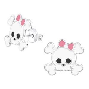Sterling Silver Skull and Bones Ear Stud Earrings ES43