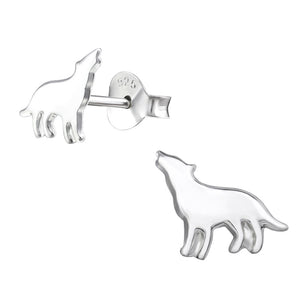 Sterling Silver Howling Wolf Ear Stud Earrings ES105
