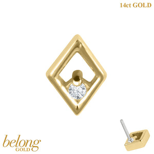 belong 14ct Solid Gold Threadless (Bend fit) Jewel Set Diamond Outline