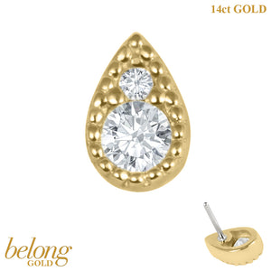 belong 14ct Solid Gold Threadless (Bend fit) Asia Paisley Teardrop
