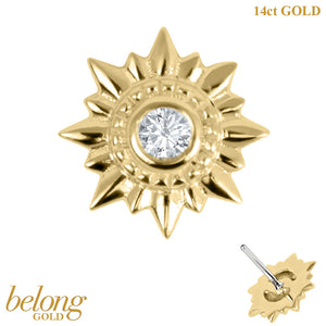 belong 14ct Solid Gold Threadless (Bend fit) Sunburst