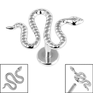Titanium Internally Threaded Labrets 1.2mm - Titanium Viper Snake
