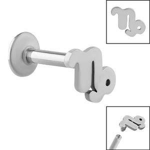 Titanium Internally Threaded Labrets 1.2mm - Steel Zodiac Signs