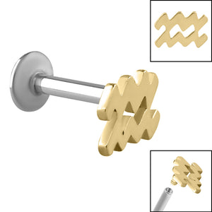 Titanium Internally Threaded Labrets 1.2mm - Gold Steel Zodiac Signs