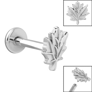 Titanium Internally Threaded Labrets 1.2mm - Steel Maple Leaf