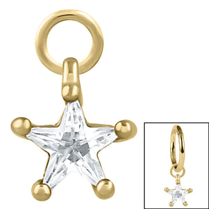 Steel Charm - Claw Set Jewelled Star