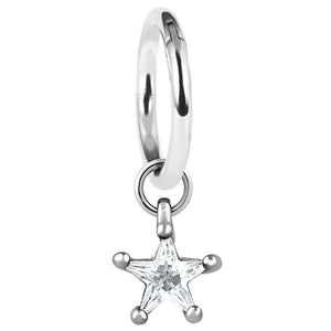 Steel Hinged Segment Ring with Steel Claw Set Jewelled Star Charm