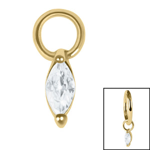 Steel Charm - Jewelled Marquise