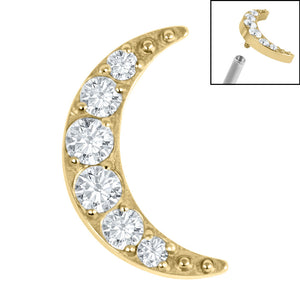 Titanium Jewelled Crescent Moon for Internal Thread shafts in 1.2mm