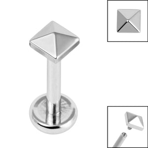Titanium Internally Threaded Labrets 1.2mm - Titanium Pyramid Square