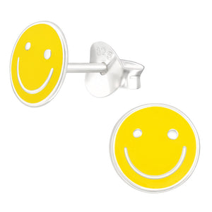 Sterling Silver Smiley Face Ear Stud Earrings ES143