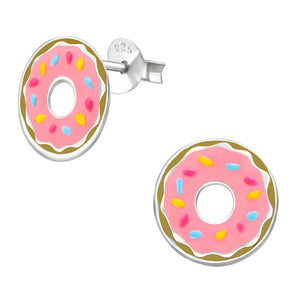 Sterling Silver Doughnut Ear Stud Earrings ES79