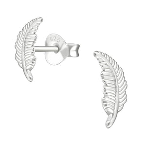 Sterling Silver Floating Feather Ear Stud Earrings ES62