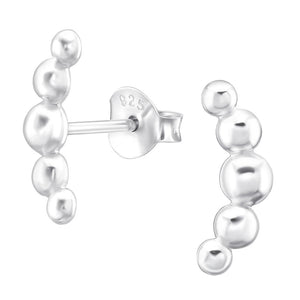 Sterling Silver 5 Ball Crescent Ear Stud Earrings ES146