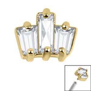 Steel Claw Set CZ 3 Jewelled Baguette Fan for Internal Thread shafts in 1.2mm