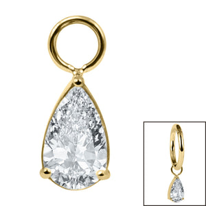 Titanium Charm - Claw Set Jewelled Pear Drop