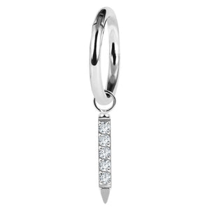 Titanium Hinged Segment Ring with Titanium 5 Jewelled Bar Charm