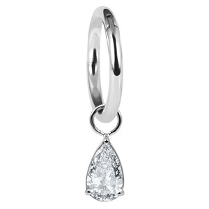 Titanium Hinged Segment Ring with Titanium Jewelled Pear Drop Charm